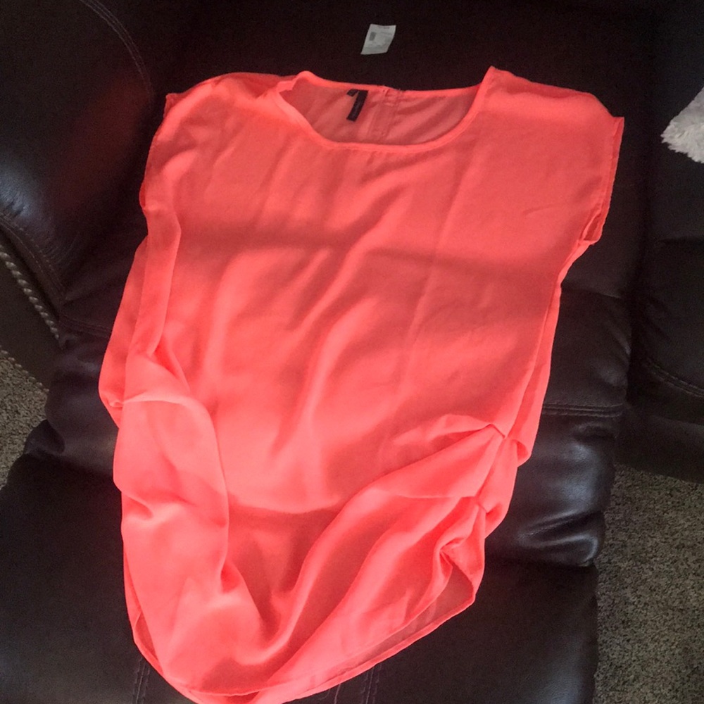 Coral blouse.